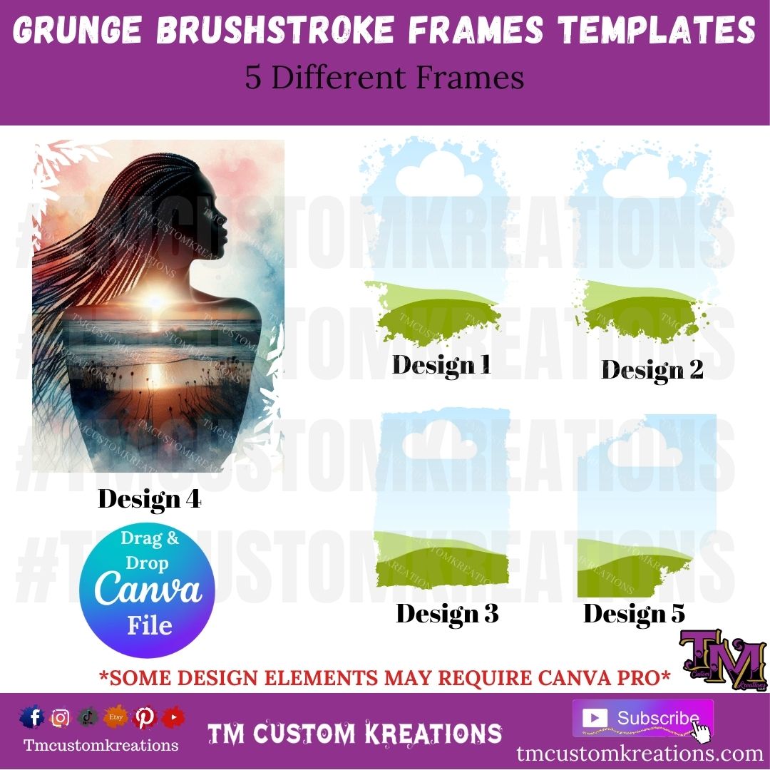 Grunge Brushstroke Frames Templates *Instant Download* Drag & Drop In Canva