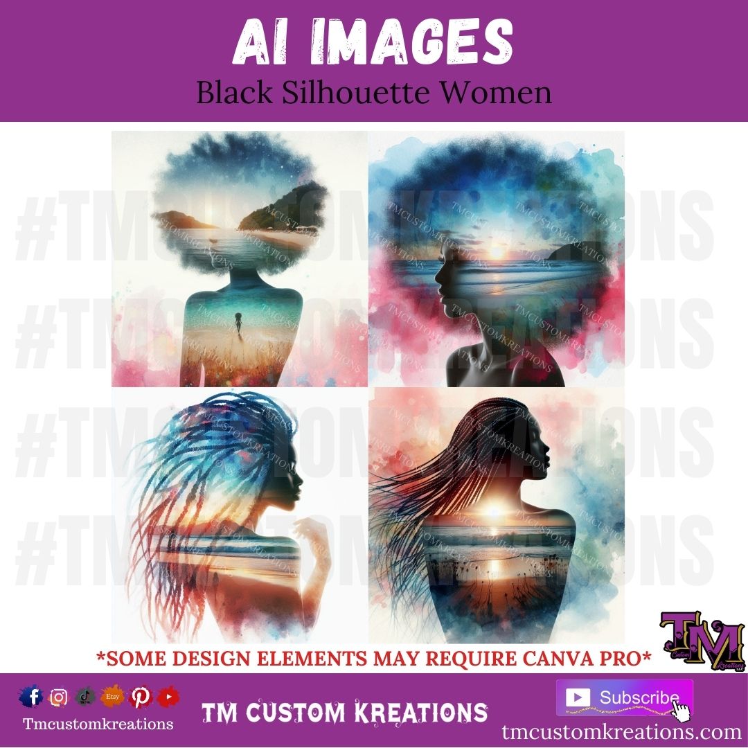 Black Woman Silhouette Ai Images *Instant Download*