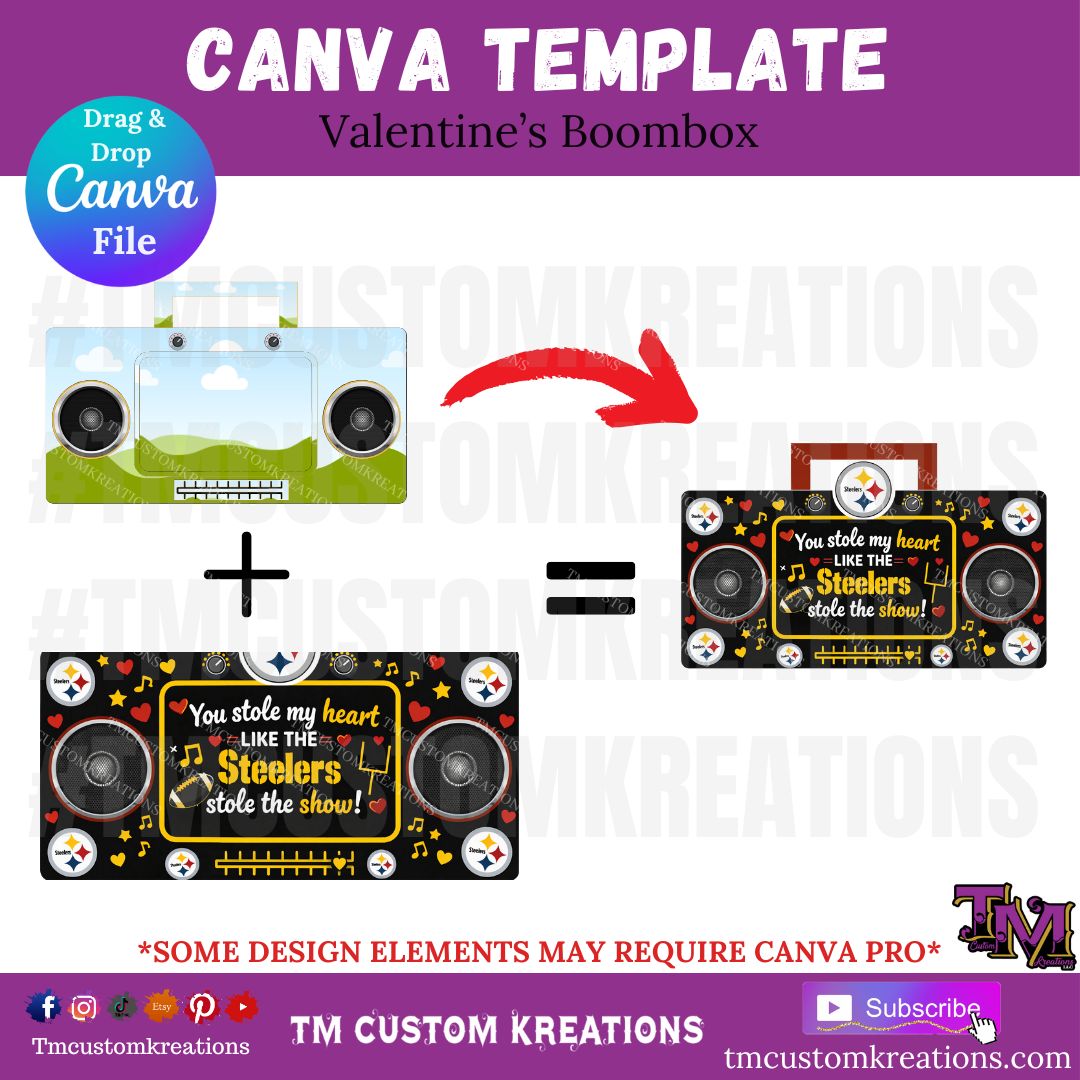 Valentine's Boombox Design *Instant Download* Drag & Drop In Canva