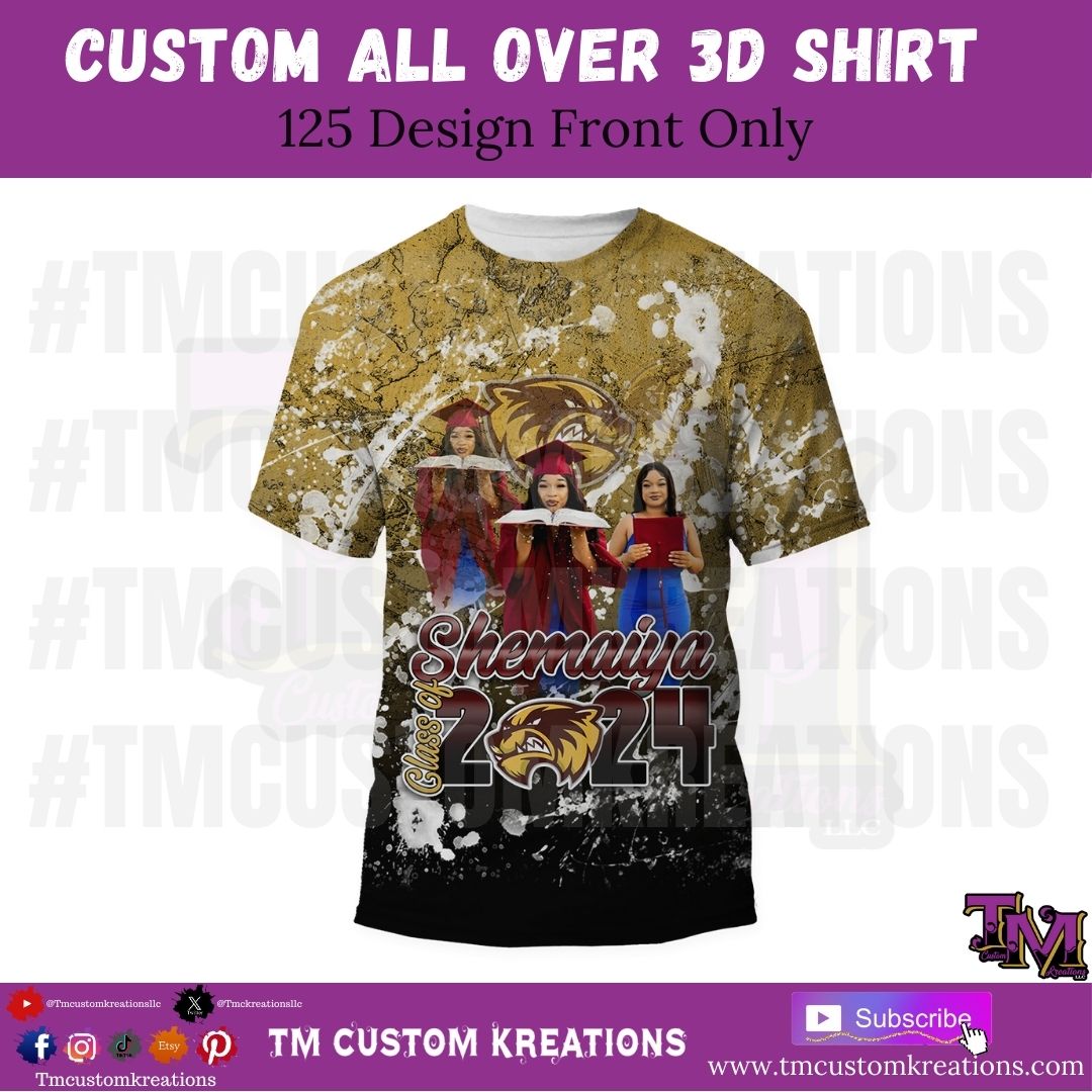 125-All Over 3D Design T-Shirt Front Only