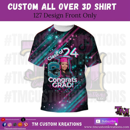 127-Custom ALL OVER 3D SHIRT Front Only