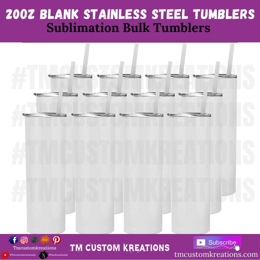 20oz Blank White Straight Stainless Steel Sublimation Tumblers Wholesale