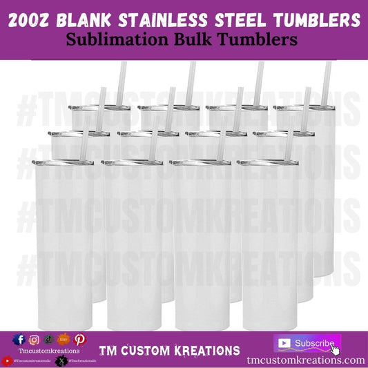 20oz Blank White Straight Stainless Steel Sublimation Tumblers Wholesale