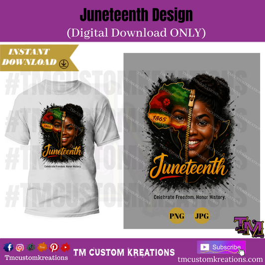 Juneteenth Half Face with Africa Design (Digital Download ONLY)