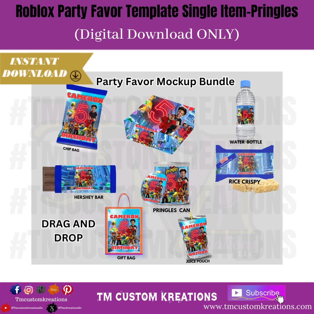 Roblox Party Favor Template-Pringles (Digital Download ONLY)