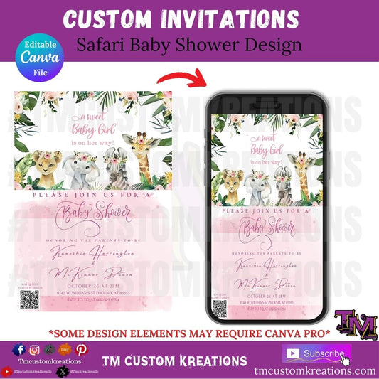 Safari Baby Shower Invitation *Instant Download* Editable In Canva