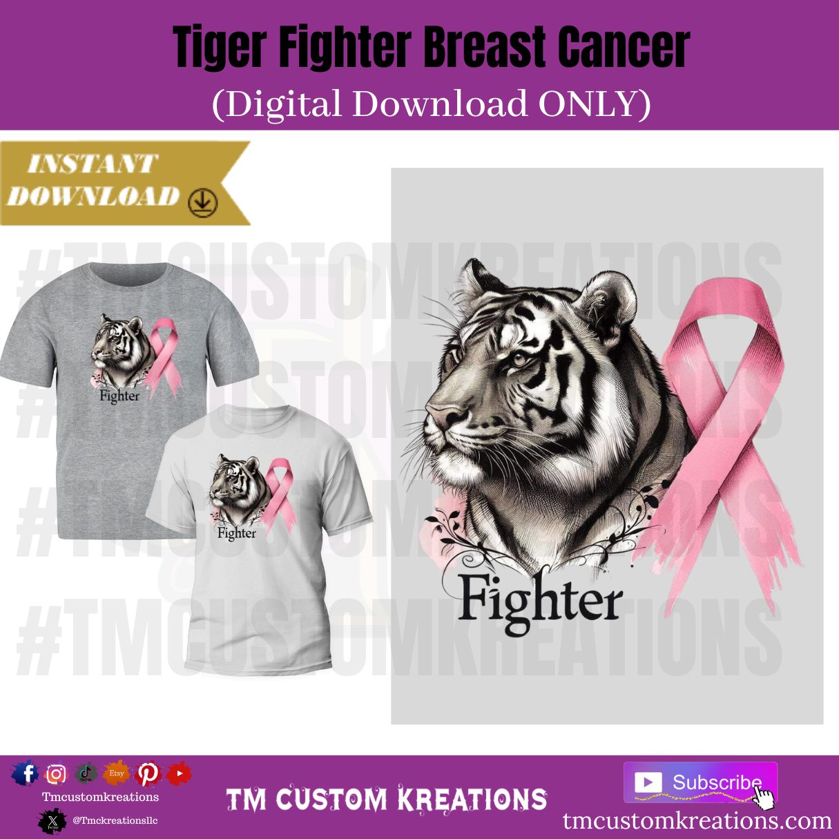 Tiger Fighter Breast Cancer (Digital Download ONLY)